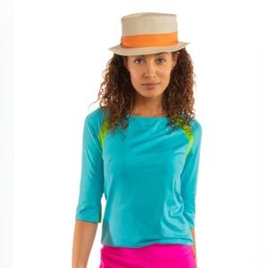 Gretchen Scott Jersey Tee Topper light blue shirt stretch Medium